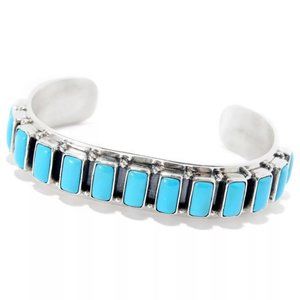 SLEEPING BEAUTY TURQUOISE CUFF BRACELET NEW GORGEOUS STERLING SILVER NEW